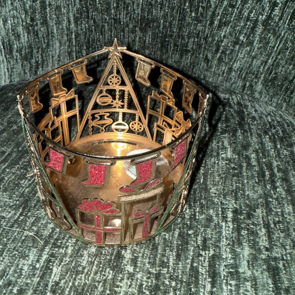 Festive Gold and Red Candle Holder